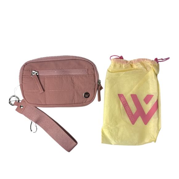 Blush Quilted Wristlet Wallet Compact Organizer Bag - Picture 2 of 7